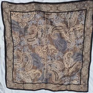 Adrienne Landau Studio Silk Scarf Brown Black Animal Print Hand Rolled Edge